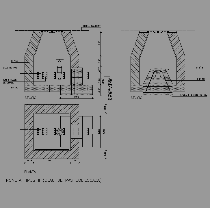 Bloque Autocad Arqueta tipo II